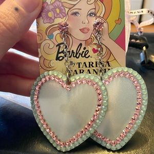 Barbie by Tarina Tarantino mint green heart earrings